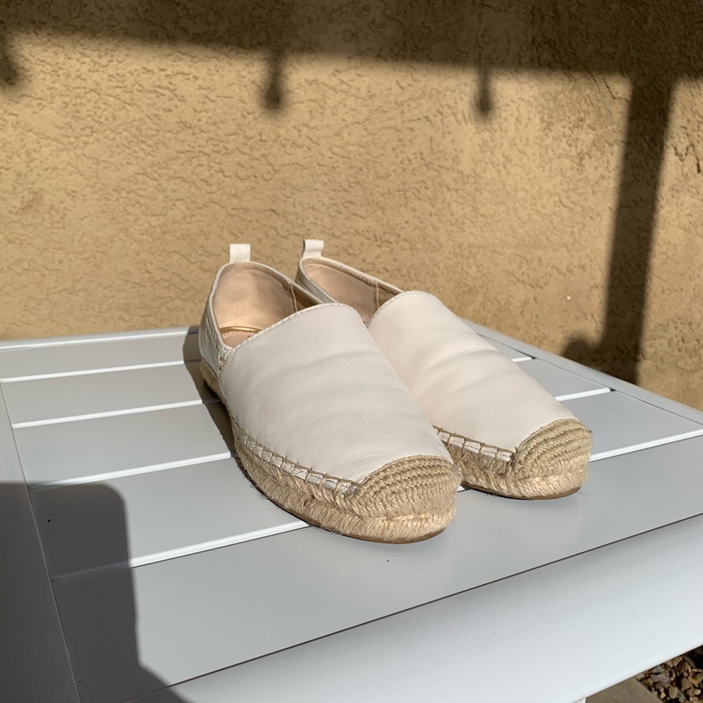Sam Edelman white leather flat platform espadrilles size 9M